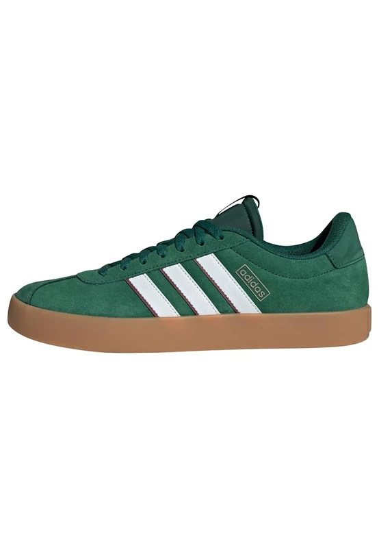 adidas Men's VL Court 3.0 Shoes, Dark Green/Cloud White/Burgundy, 5 UK