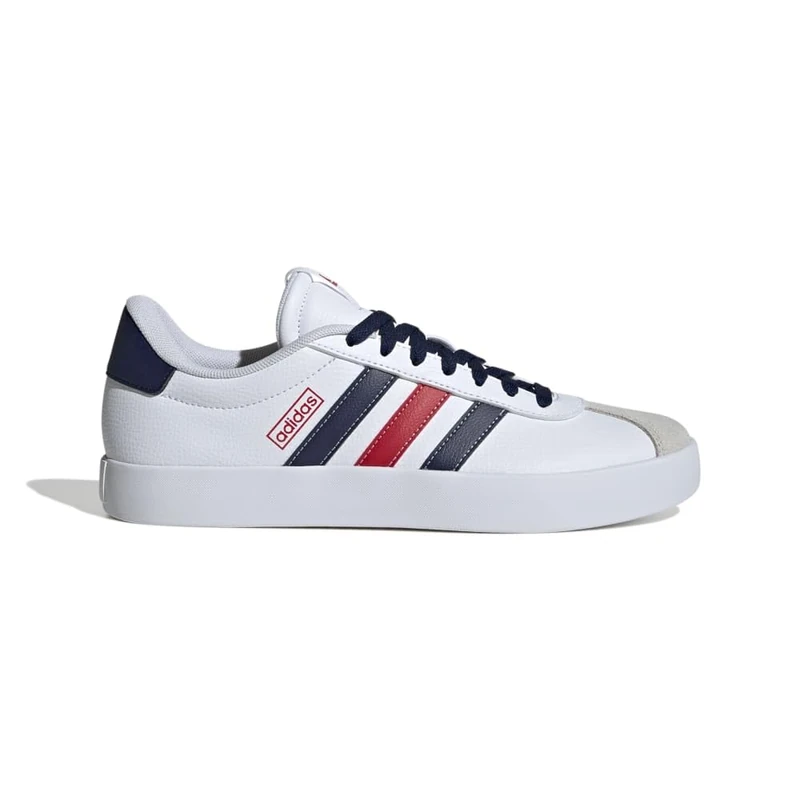 adidas Men's VL Court 3.0 Shoes, Cloud White/Navy Blue/Better Scarlet, 8 UK