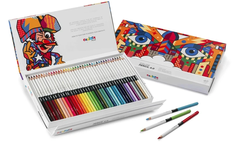 Carioca Plus I Wood Color Pencils 4.0 with Highly Pigmented Soft Coarse Lead I Hard Case I 40pcs