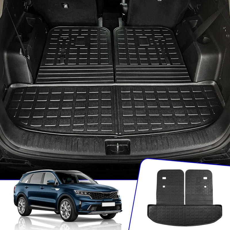 Rongtaod Cargo Liner Compatible with 2021-2024 Kia Sorento - TPE All Weather Trunk Mat, Back Seat Cover Protector, 2023 Sorento Accessories (With Backrest Mat)