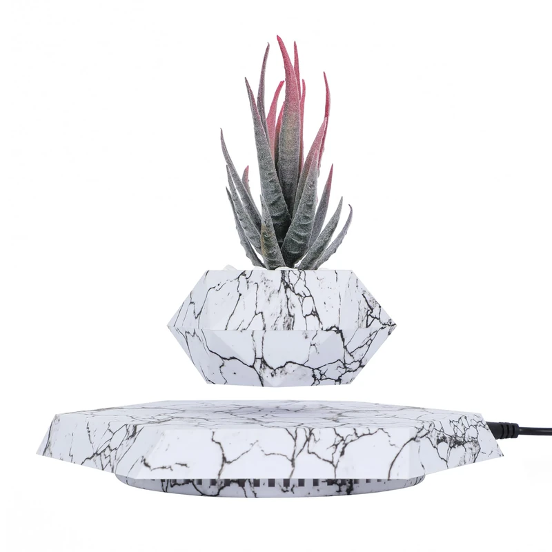 YISUIPU Levitating Plant Pots Floating Hanging Planter for Small Plants. Elevate Your Space Level with The Floating Plant Pot – Stunning Home and Office Deco (White)