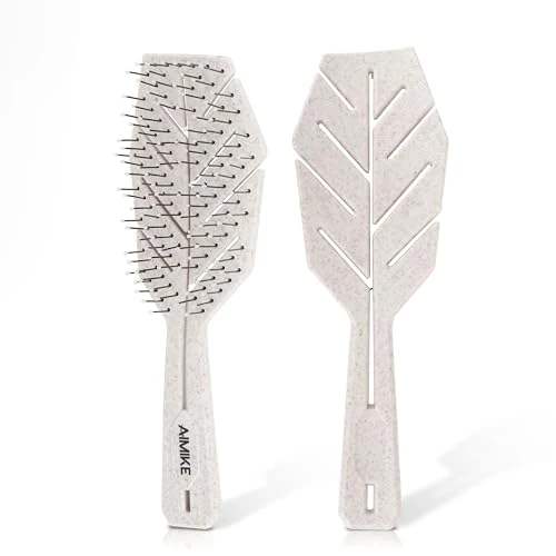 AIMIKE Detangle Hair Brush 1pcs, Bio-based Hairbrush [Dry & Wet], Kids Hair Brush Detangler with Flex Soft Bristles, Glide Through Tangles w/Ease, Unique Tree Shape Hairbrush for Women & Kids