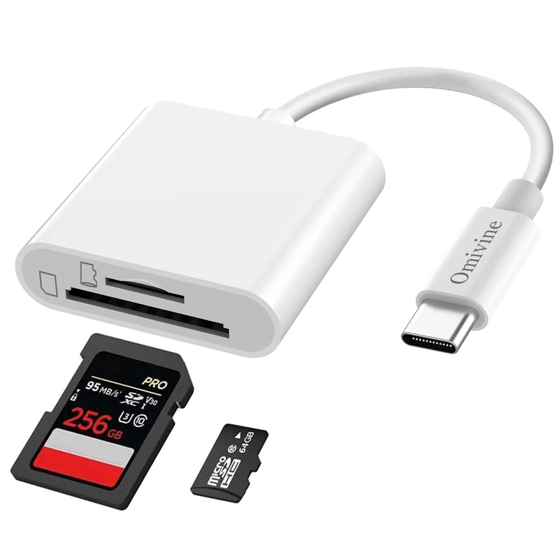 USB-C SD Card Reader, Dual Slots Micro SD/SD Card Reader Camera Memory Card Viewer for iPhone 16/15 Series, iPad, Mac, and Android/Windows/Linux/Mac OS Systems