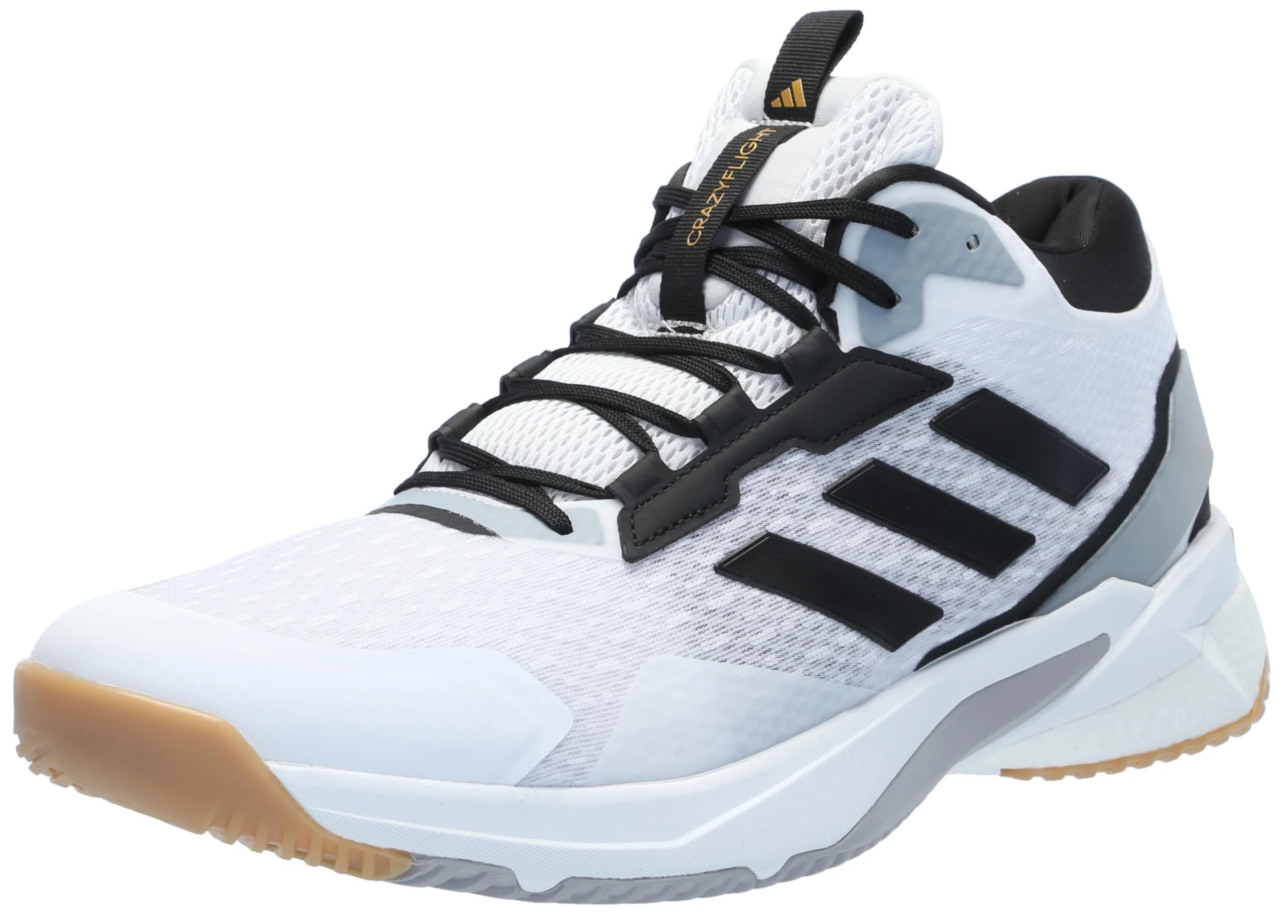 adidas men's Crazyflight 5 Mid Top Indoor Sneaker, White/Black/Grey, 7.5