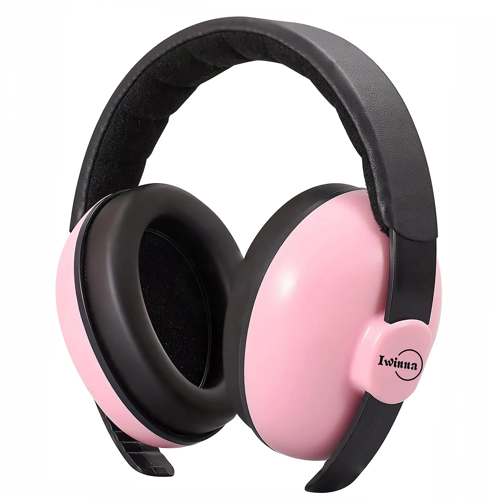 Iwinna Baby Ear Defenders 0-24 Months | Noise Cancelling Headphones for Airplane Travel, Noise Reduction Earmuffs with Soft Headband, Hearing Protection & Sleep Comfort for Sensitive Ears (Light Pink)