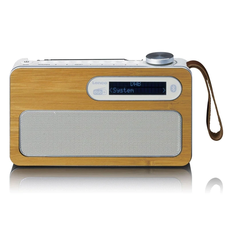 Lenco PDR-040EF Portable Dab+ Radio with Bluetooth, FM, Headphone Jack, Alarm Clock, 20 Preset Stations, 16H Autonomy, Bamboo Design, Durable, with Clock, for Home and Travel