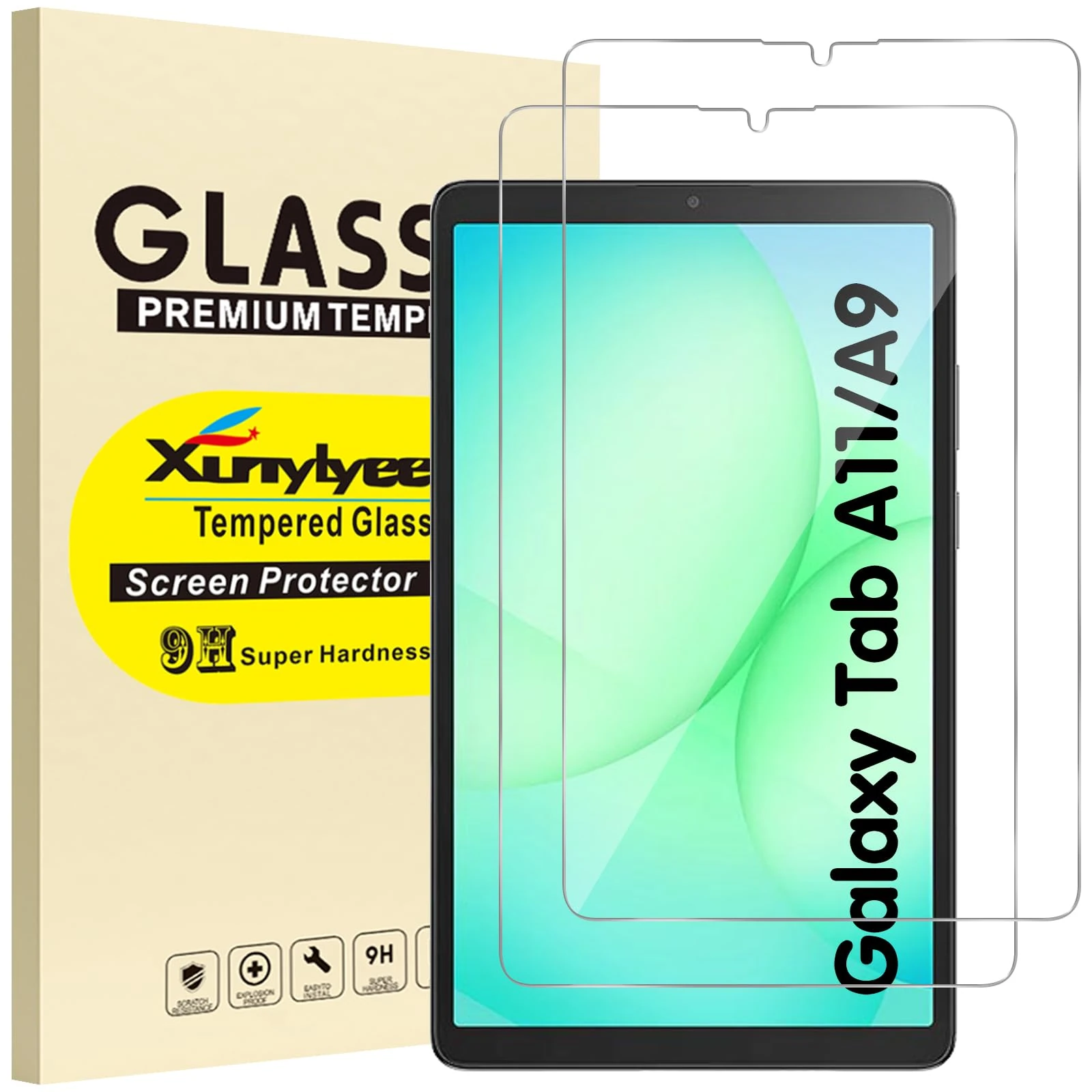 XunyLyee 2-Pack, Screen Protector for Samsung Galaxy Tab A9 8.7"/ Galaxy Tab A11 (8.7 inch) 2025 SM-X110/ SM-X115/ SM-X133/SM-X135 Tempered Glass Film Easy Installation