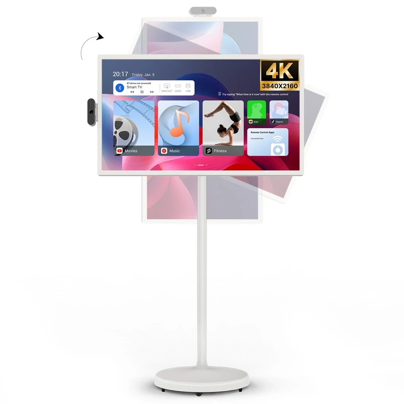 ApoloSign 32 inch 4K Portable Smart Screen with Android OS,Rotary Incell FHD Touch Screen Monitor,Built-in 6800mAh Battery,Voice Remote Control