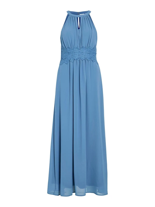 Vila Women's Vimilina Halterneck Maxi Dress-Noos Evening, Coronet Blue/Detail: Elastic, 14