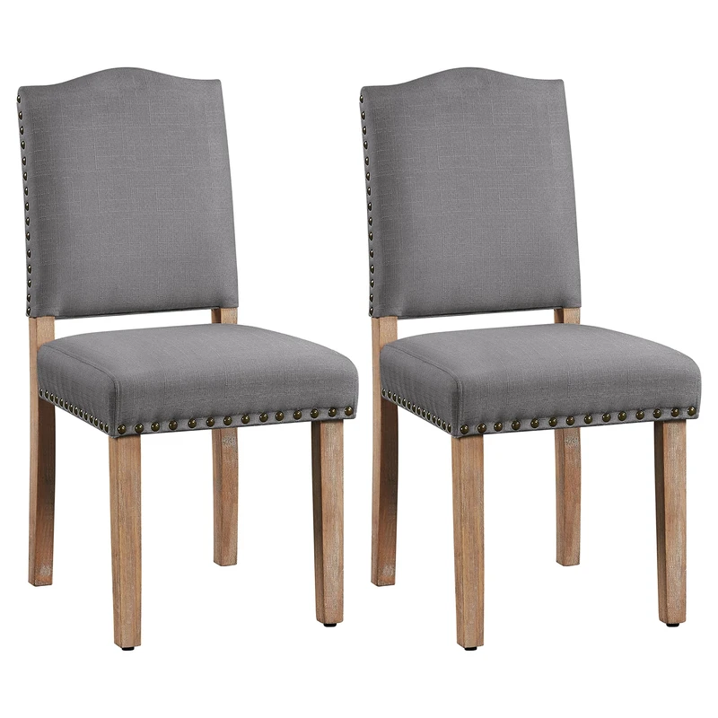 Yaheetech Dining Chairs Set of 2 Modern Fabric Dining Room Chairs with Nailhead Trim and Upholstered Seat for Home, Kitchen, Restaurants, Dark Grey