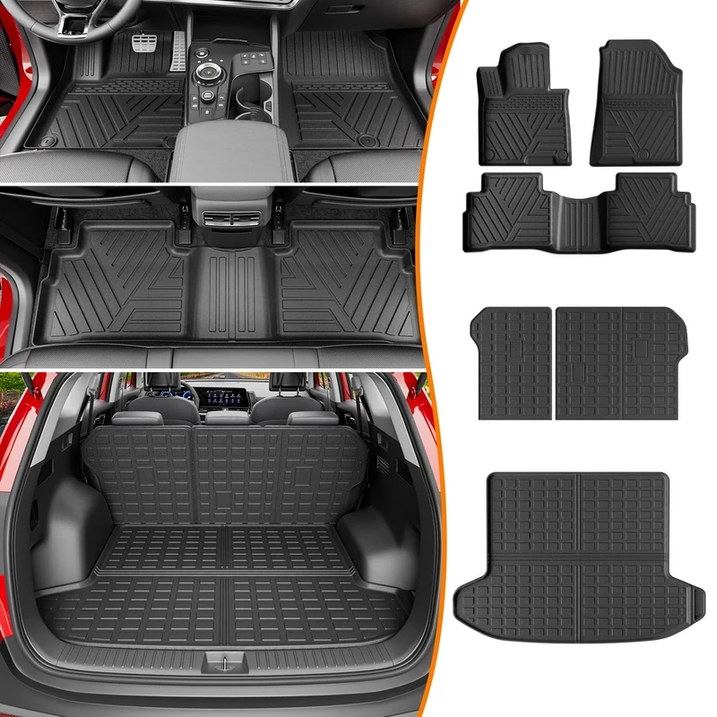 powoq Floor Mats Compatible with 2023-2024 Kia Sportage Trunk Mat Backrest Mat All Season Protection Cargo Liner(Not Fit Hybrid) Replacement for 2023 2024 Kia Sportage Accessories