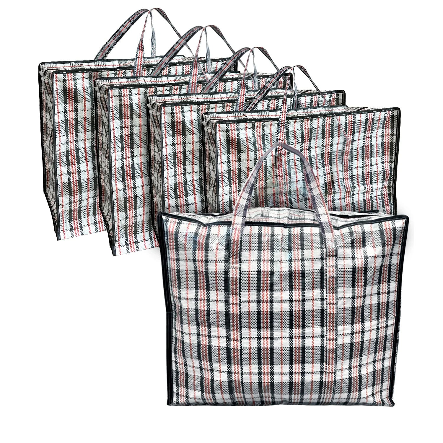 ANSIO Large Laundry Bags Pack of 5 Storage Bags Reusable Laundry Bags with Zips Ideal for Moving House Clothing & Wardrobe Storage (60L x 25W x 50H cm)