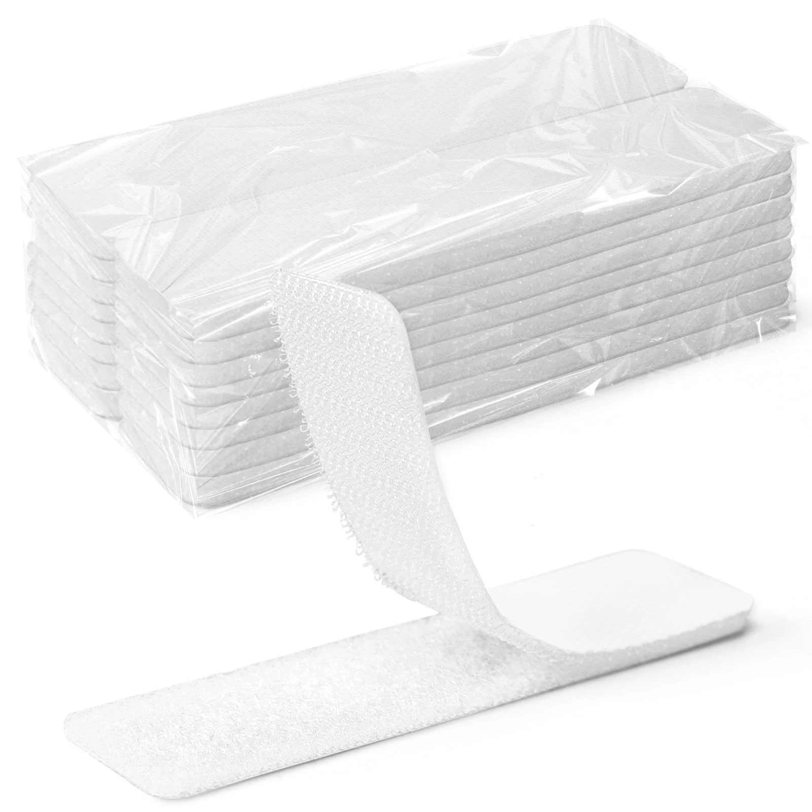 Art3d 16 Sets Hook and Loop Tape Sticky Back,1 in.x 4 in. Double-Sided Adhesive Strip, Heavy Duty, White