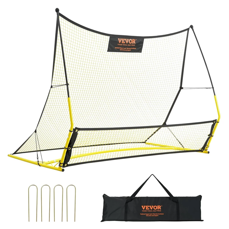 VEVOR 2-in-1 Football Rebounder Net, 72"x51" Iron Soccer Practice Equipment, Sports Football Goal with Portable Bag, Perfect for Team Solo Training, Passing, Volley