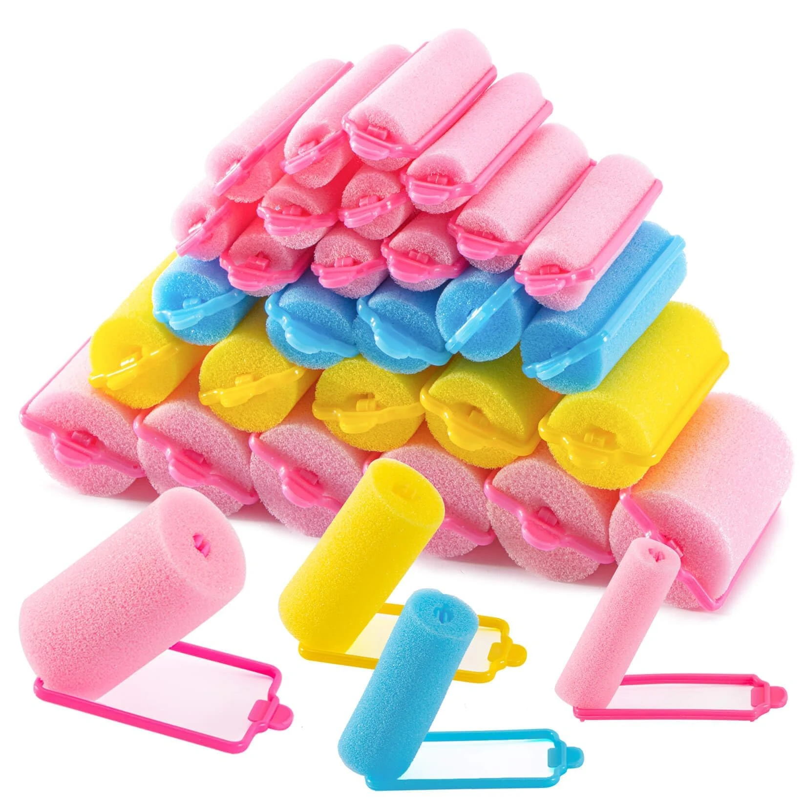 MAQIHAN 36PCS Foam Hair Rollers - Heatless Hair Curlers No Heat Hair Styling Appliances Self Grip Sponge Hair Roller for Short/long Volume Overnight Curls Jumbo Flexi Sponge Rods for Hair Curling
