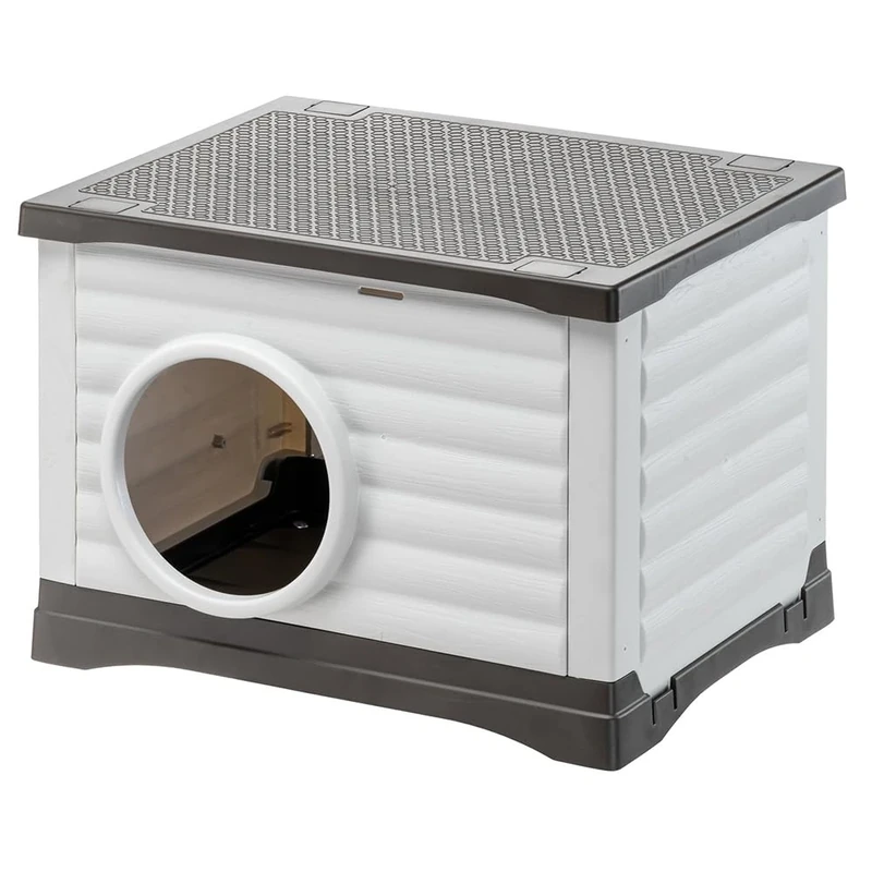 Ferplast - Dog kennel and Cat kennel Outdoor - Rabbit house - Heavy Duty Plastic - PETVILLA 60, 54 x 43 x h 38,5 cm