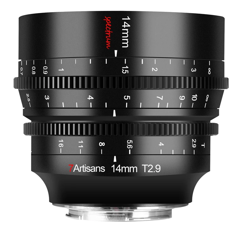 7artisans 14mm T2.9 Full Frame 114°Cine Lens,Compatible for Sony A7 Series A7R A75 A7SII A9 A7C A1, etc. Black