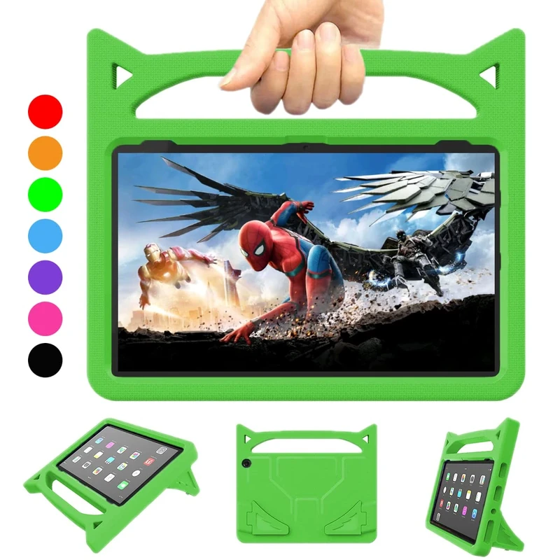 All-New 10 inch Tablet case for Kids,DJ&RPPQ - Light Weight Shock Proof Handle Stand Kids Friendly Case for 10 Tablet.(11th Generation, 2021 Release)(Incompatible with iPad Samsung). (V-Green)