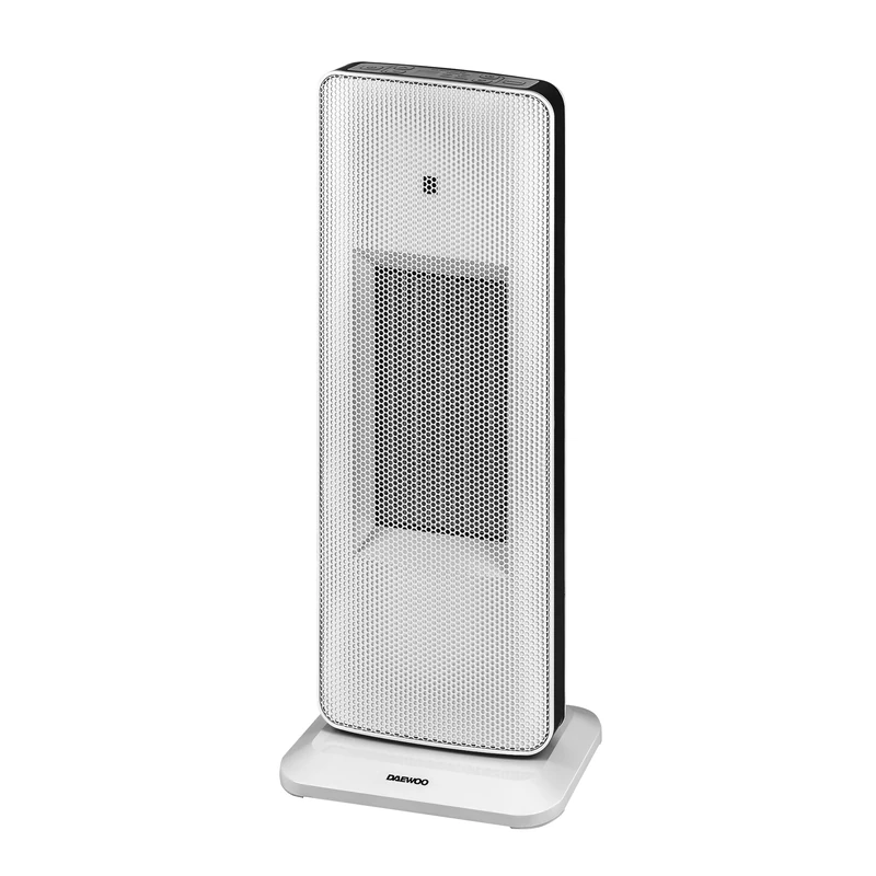 Daewoo 2000W Fan Heater, Ceramic PTC Fan Heater With Adjustable Heat And Wide Angle Oscillation, Timer Settings With Indication Light, Tip Over Safety, Digital and Remote Control, White