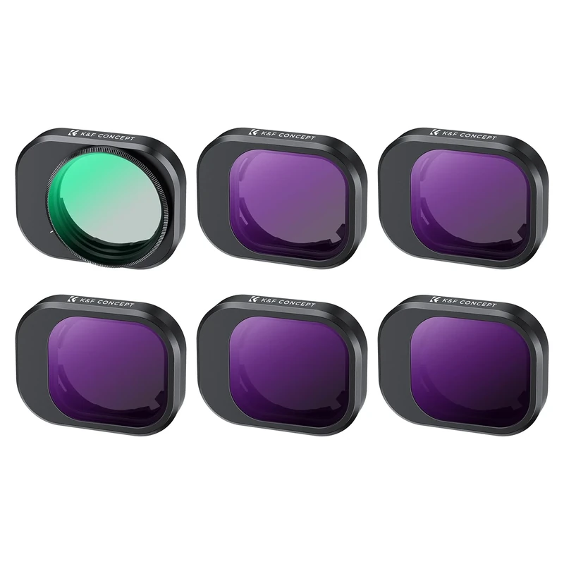 K&F Concept Filter Kit for DJI Mini 4 Pro, CPL ND8 ND16 ND32 ND64 ND128 Filters, Multi-coated Polarizer Neutral Density 6 Pack Drone Accessories