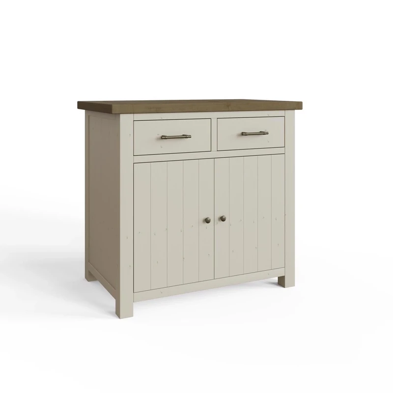 FWStyle Reclaimed Pine Sideboard Storage Unit in a Rustic Farmhouse Driftwood and Truffle Finish.Ready Assembled.