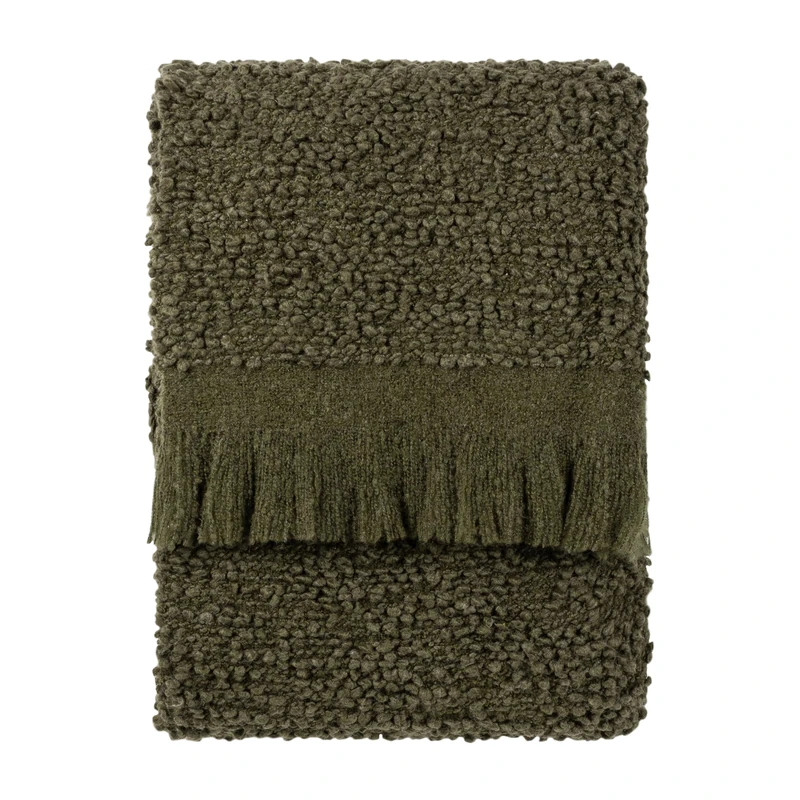 furn. Yard Ulsmere Bouclé Throw - Fringed Textured Woven Throw (Lichen - 130 x 180cm)
