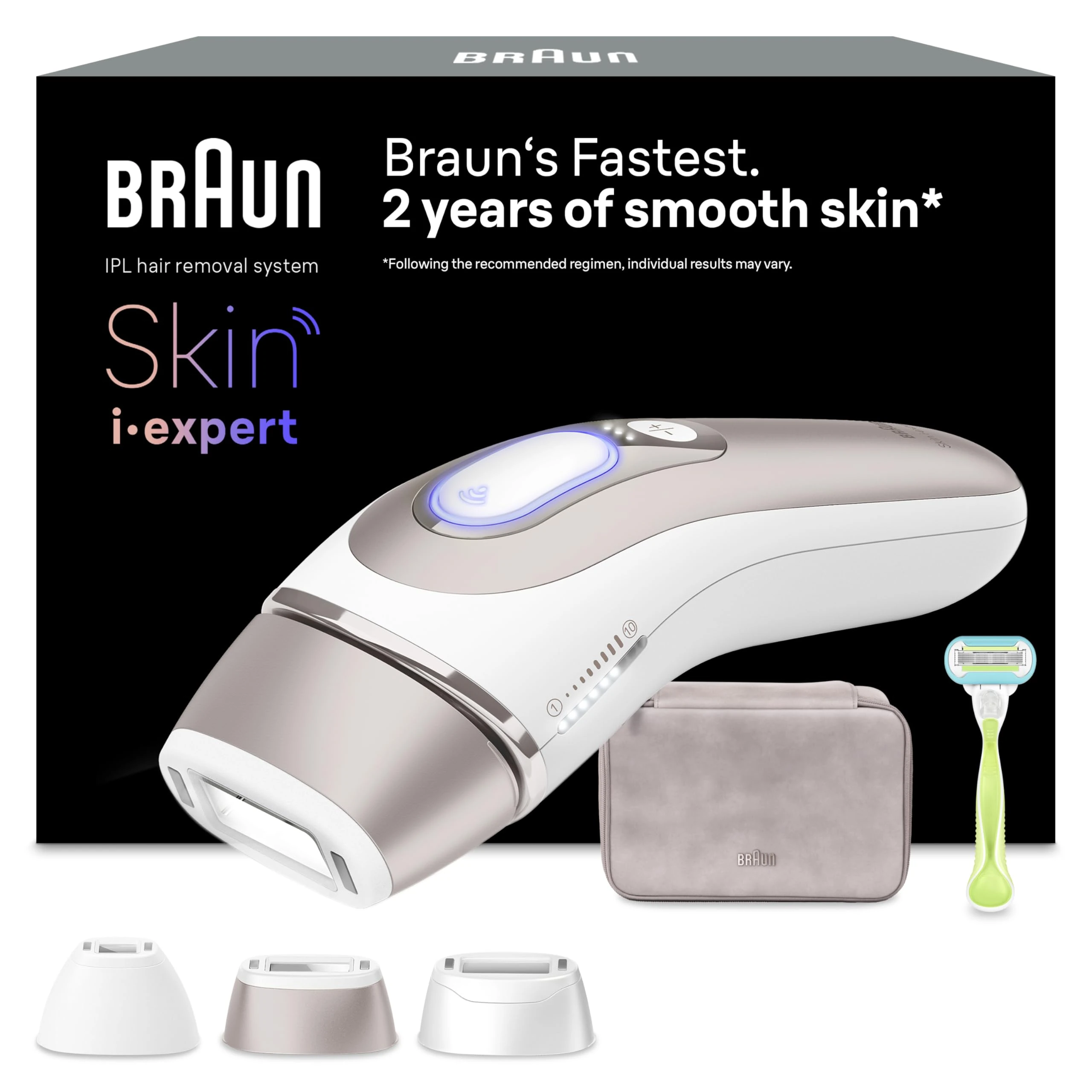 Braun Smart IPL Skin I Expert, at Home Hair Removal, Alternative for Laser Hair Removal, Smart IPL with Exclusive Free App, Venus Razor, 3 Smart Heads, 2 Years of Smooth Skin, Gift for Women, PL7253