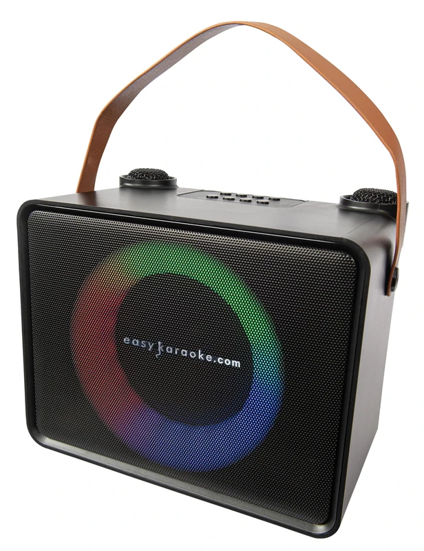 Easy Karaoke EKS700 Digital Bluetooth Karaoke Speaker with 2 Wireless Microphones, LED Lights, Voice Changer, Compatible with PC, Mac, iPhone and Android devices