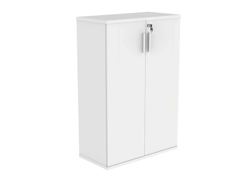 Office Hippo Essentials Heavy Duty Storage Cupboard With Adjustable Shelving, Featuring 2 Lockable Doors, Suitable For Commercial Office, Home And Classroom, Arctic White, 40D x 80W x 120.4Hcm.