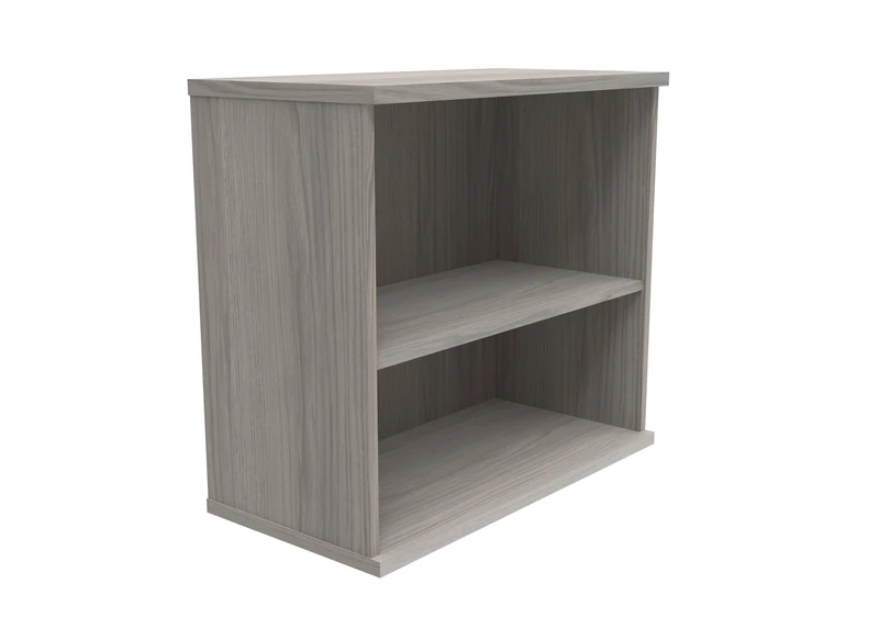 Office Hippo Heavy Duty 2 Tier Bookcase, Book Filing Cabinet, Storage Unit With Adjustable Shelf & Feet, Bookshelf Bookcase Suitable For Home Office & Workplace, Alaskan Grey Oak, 40D x 80W x 73Hcm