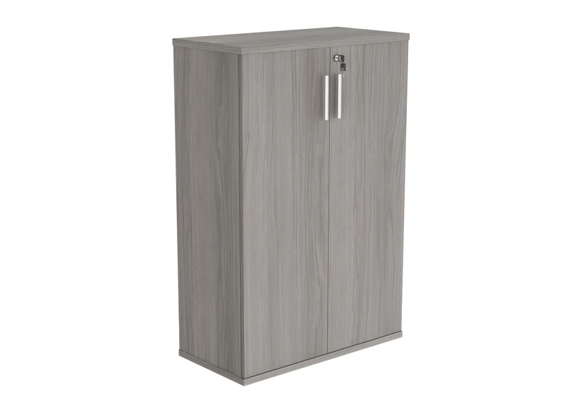 Office Hippo Essentials Heavy Duty Storage Cupboard With Adjustable Shelving, Featuring 2 Lockable Doors, Suitable For Commercial Office, Home And Classroom Alaskan Grey Oak, 40D x 80W x 120.4Hcm