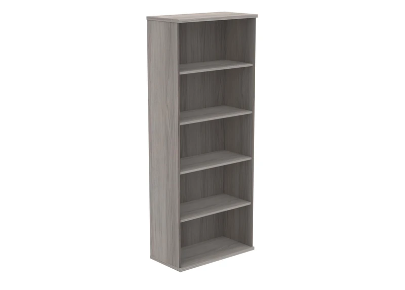 Office Hippo Heavy Duty 5 Tier Bookcase, Book Filing Cabinet, Storage Unit With Adjustable Shelf & Feet, Bookshelf Bookcase Suitable For Home Office & Workplace, Alaskan Grey Oak, 40D x 80W x 198Hcm