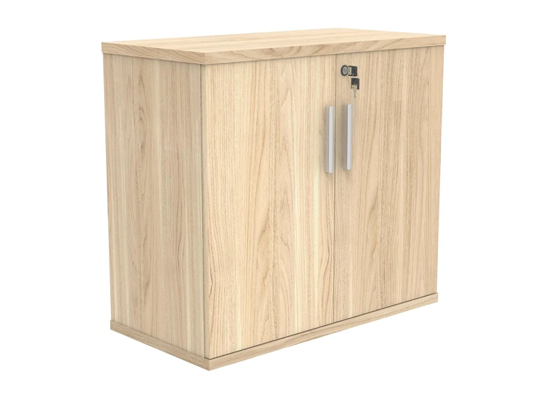 Office Hippo Essentials Heavy Duty Storage Cupboard With Adjustable Shelving, Featuring 2 Lockable Doors, Suitable For Commercial Office, Home And Classroom, Canadian Oak, 40D x 80W x 73Hcm.