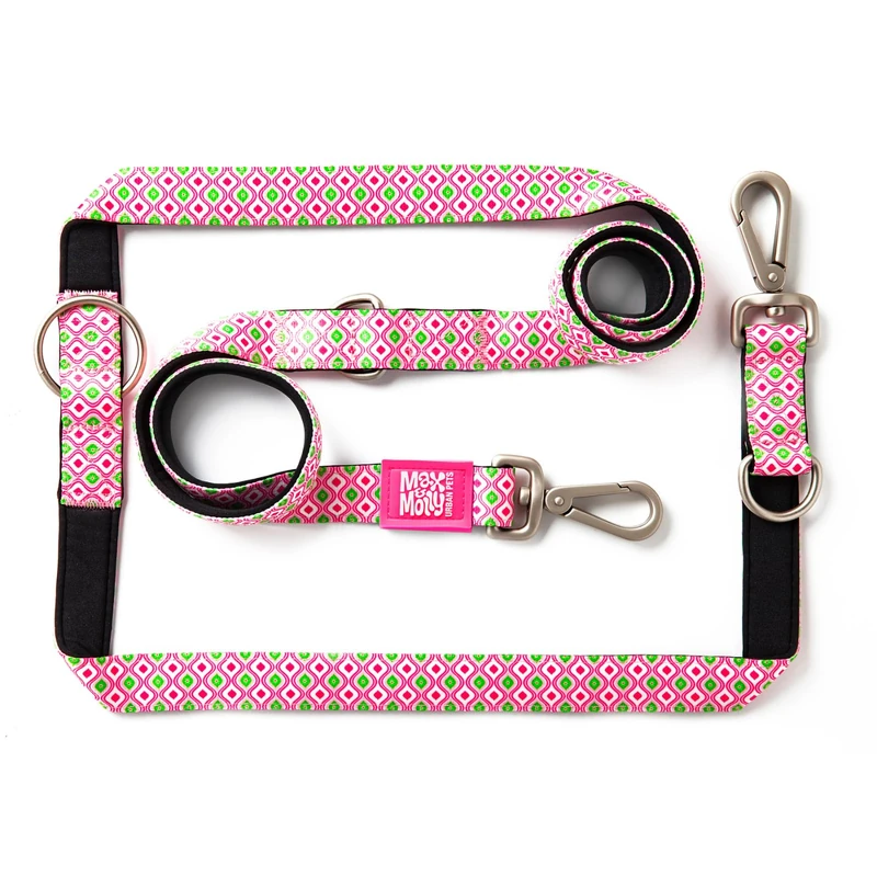 Max & Molly Multifunctional Dog Lead 2 m with 2 Carabiners, Retro Pink/L Shoulder Lead Padded, Safe and Flexible - Comfort for Your Faithful Companion