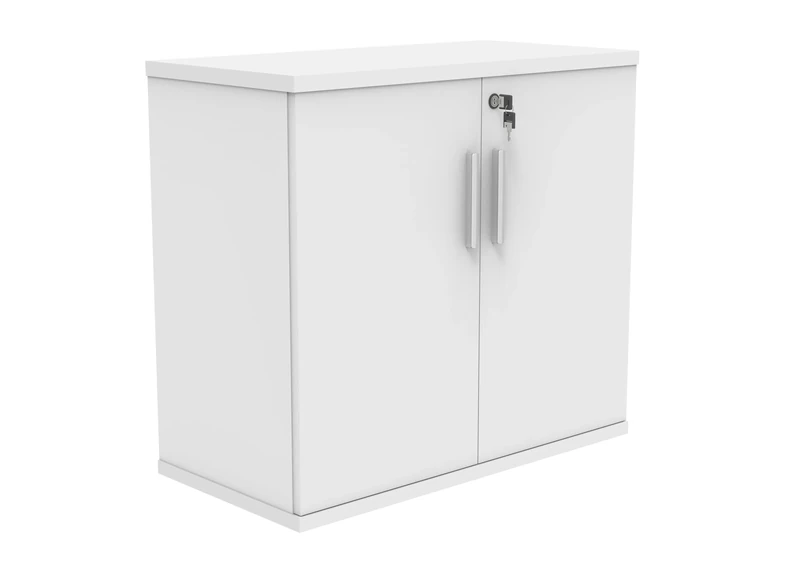 Office Hippo Essentials Heavy Duty Storage Cupboard With Adjustable Shelving, Featuring 2 Lockable Doors, Suitable For Commercial Office, Home And Classroom, Arctic White, 40D x 80W x 73Hcm.