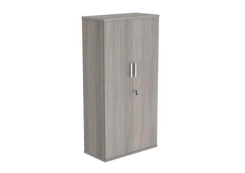 Office Hippo Essentials Heavy Duty Storage Cupboard With Adjustable Shelving, Featuring 2 Lockable Doors, Suitable For Commercial Office, Home And Classroom Alaskan Grey Oak, 40D x 80W x 159.2Hcm.