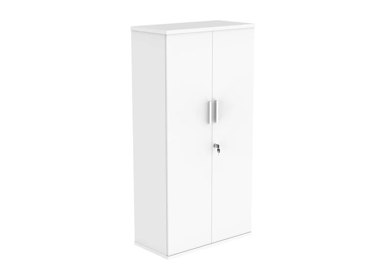 Office Hippo Essentials Heavy Duty Storage Cupboard With Adjustable Shelving, Featuring 2 Lockable Doors, Suitable For Commercial Office, Home And Classroom, Arctic White, 40D x 80W x 159.2Hcm
