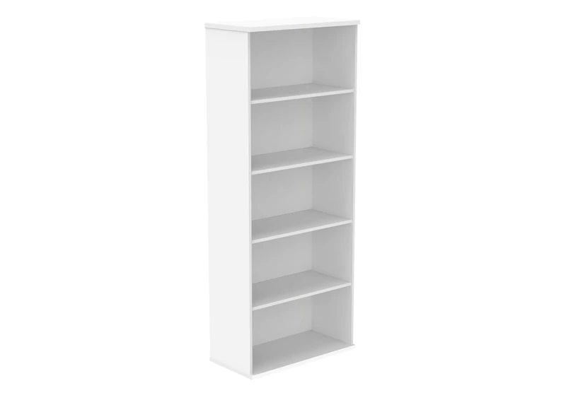 Office Hippo Heavy Duty 5 Tier Bookcase, Book Filing Cabinet, Storage Unit With Adjustable Shelf & Feet, Bookshelf Bookcase Suitable For Home Office & Workplace, Arctic White, 40D x 80W x 198Hcm