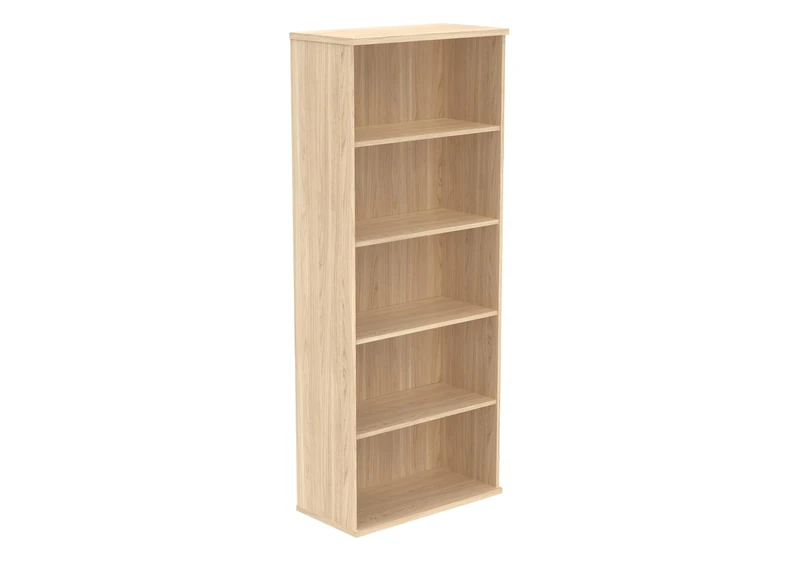 Office Hippo Heavy Duty 5 Tier Bookcase, Book Filing Cabinet, Storage Unit With Adjustable Shelf & Feet, Bookshelf Bookcase Suitable For Home Office & Workplace, Canadian Oak, 40D x 80W x 198Hcm
