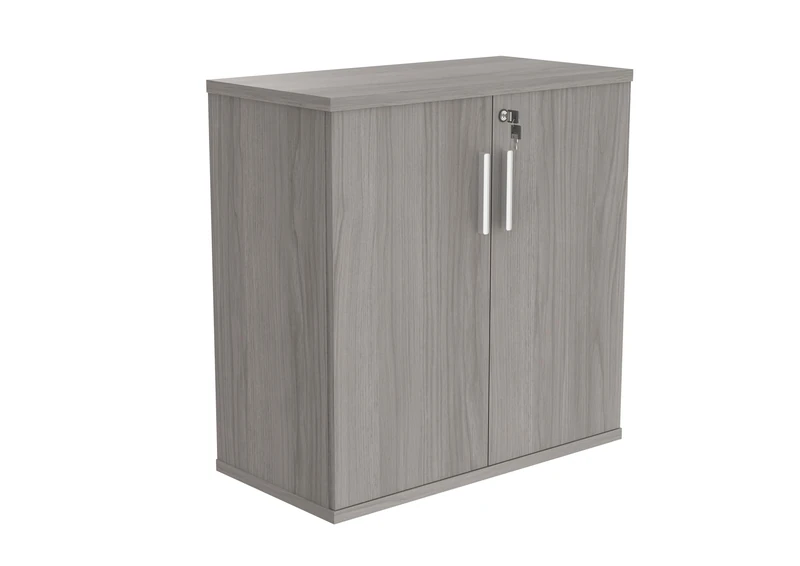 Office Hippo Essentials Heavy Duty Storage Cupboard With Adjustable Shelving, Featuring 2 Lockable Doors, Suitable For Commercial Office, Home And Classroom Alaskan Grey Oak, 40D x 80W x 81.6Hcm