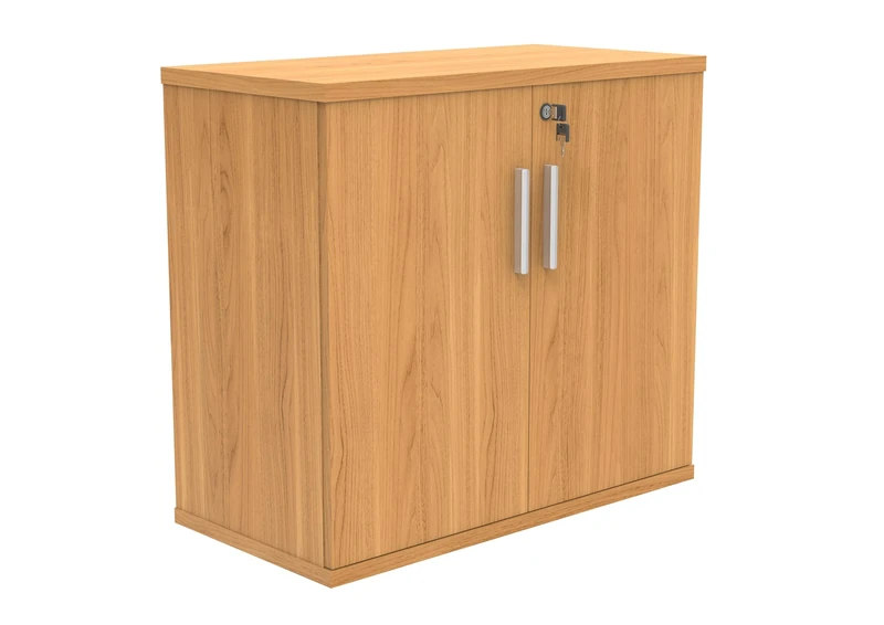 Office Hippo Essentials Heavy Duty Storage Cupboard With Adjustable Shelving, Featuring 2 Lockable Doors, Suitable For Commercial Office, Home And Classroom Norwegian Beech, 40D x 80W x 73Hcm.