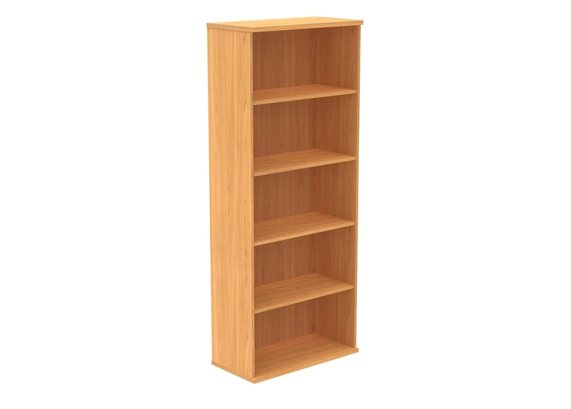 Office Hippo Heavy Duty 5 Tier Bookcase, Book Filing Cabinet, Storage Unit With Adjustable Shelf & Feet, Bookshelf Bookcase Suitable For Home Office & Workplace, Norwegian Beech, 40D x 80W x 200Hcm