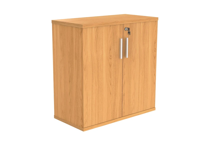 Office Hippo Essentials Heavy Duty Storage Cupboard With Adjustable Shelving, Featuring 2 Lockable Doors, Suitable For Commercial Office, Home And Classroom Norwegian Beech, 40D x 80W x 81.6Hcm.