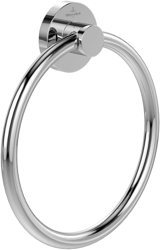 Villeroy & Boch Elements - Tender, bathroom for wall installation, towel ring made from zinc, round bathroom, 164 x 32 x 185 mm, Chrome