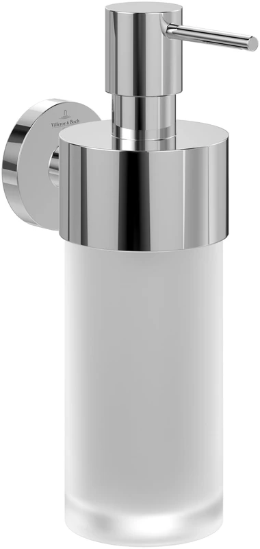 Villeroy & Boch Elements - Tender soap dispenser, for wall installation, made from satin-finished glass with zinc holder, capacity 230 ml, Chrome