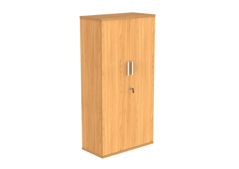 Office Hippo Essentials Heavy Duty Storage Cupboard With Adjustable Shelving, Featuring 2 Lockable Doors, Suitable For Commercial Office, Home And Classroom Norwegian Beech, 40D x 80W x 159.2Hcm