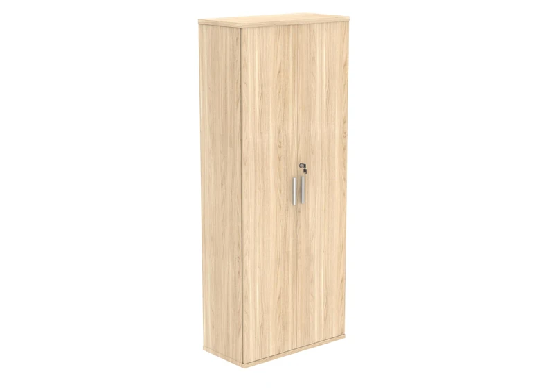 Office Hippo Essentials Heavy Duty Storage Cupboard With Adjustable Shelving, Featuring 2 Lockable Doors, Suitable For Commercial Office, Home And Classroom, Canadian Oak, 40D x 80W x 198Hcm