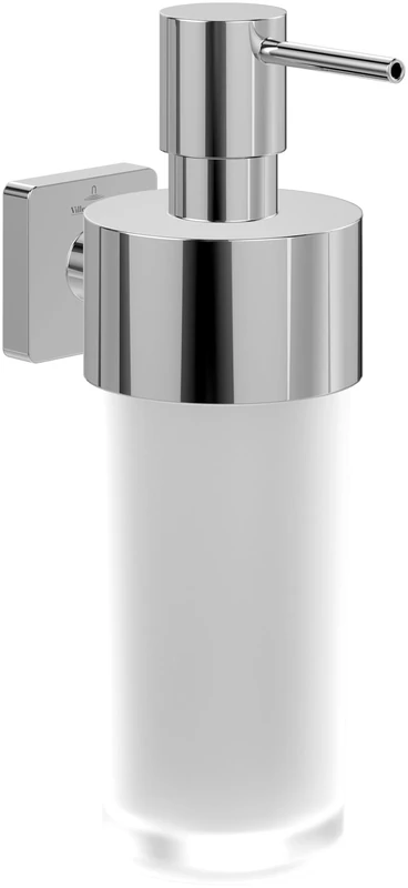 Villeroy & Boch Elements - Striking soap dispenser, bathroom for wall installation, made from satin-finished glass with brass holder, capacity 230 ml, Chrome