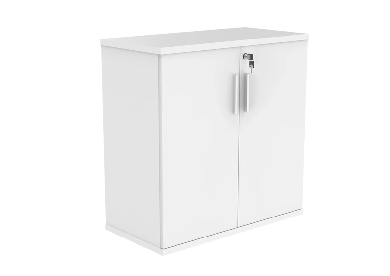 Office Hippo Essentials Heavy Duty Storage Cupboard With Adjustable Shelving, Featuring 2 Lockable Doors, Suitable For Commercial Office, Home And Classroom, Arctic White, 40D x 80W x 81.6Hcm.