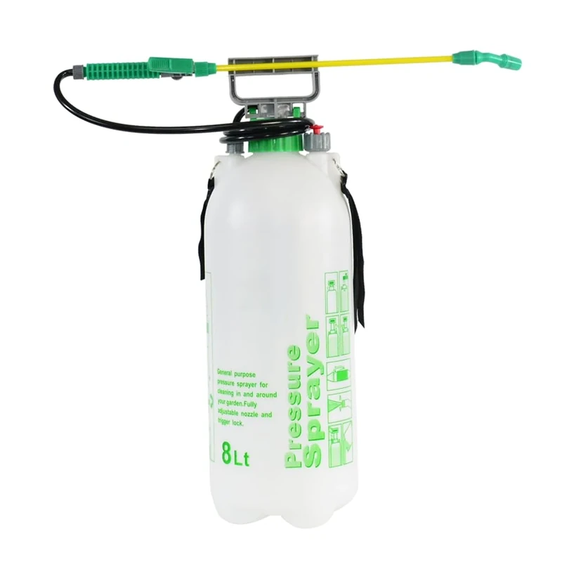 "High-pressure 5L pump sprayer, adjustable stainless-steel nozzle, carrying strap. Perfect for weed killer, pesticides, cleaning. Durable and versatile (8 Litre Sprayer Pump)